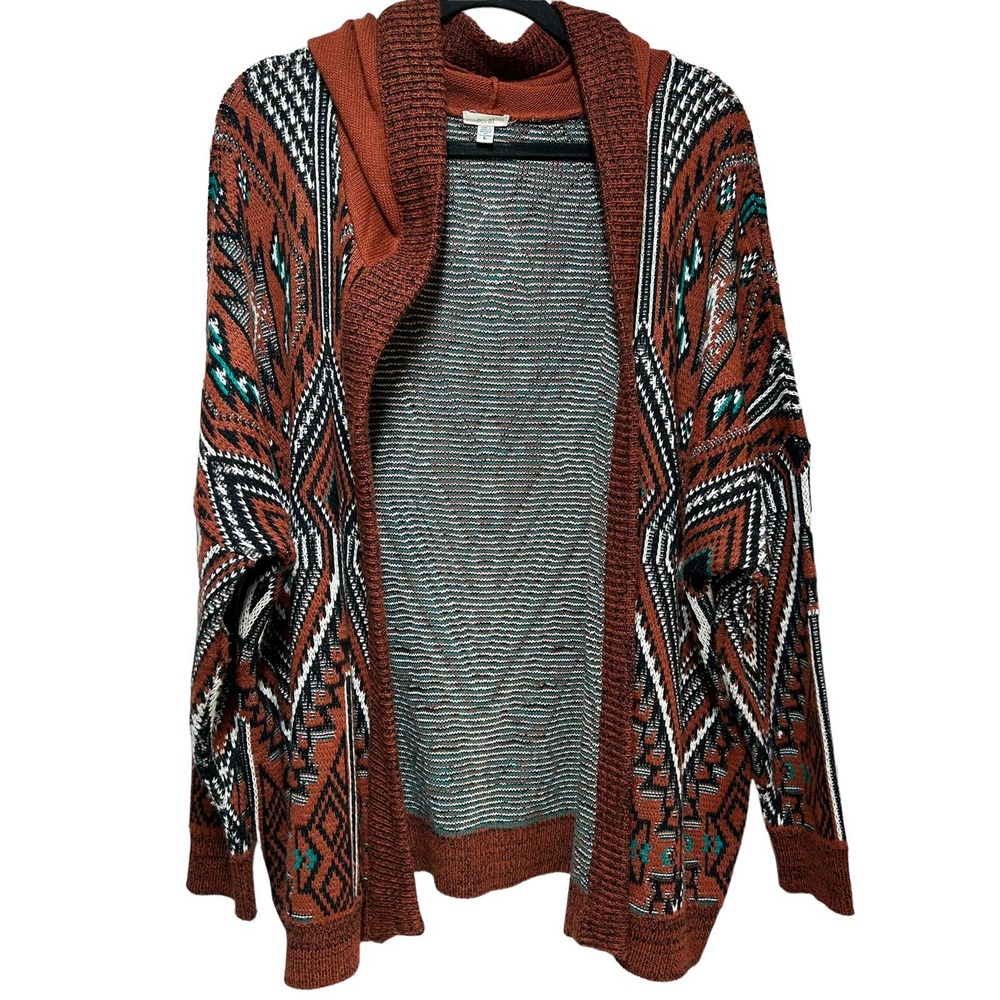 Urban Oufitters Ecote Women's Arianna Tribal Print Hooded Oversized Cardigan